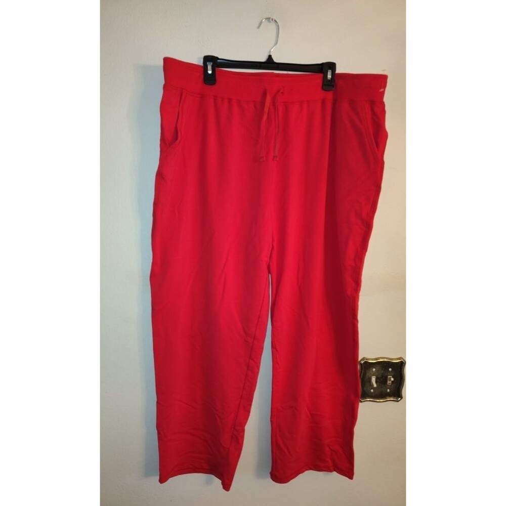 Women's Red Pull On Cotton Spandex Pants with Pockets Size 3XL Plus